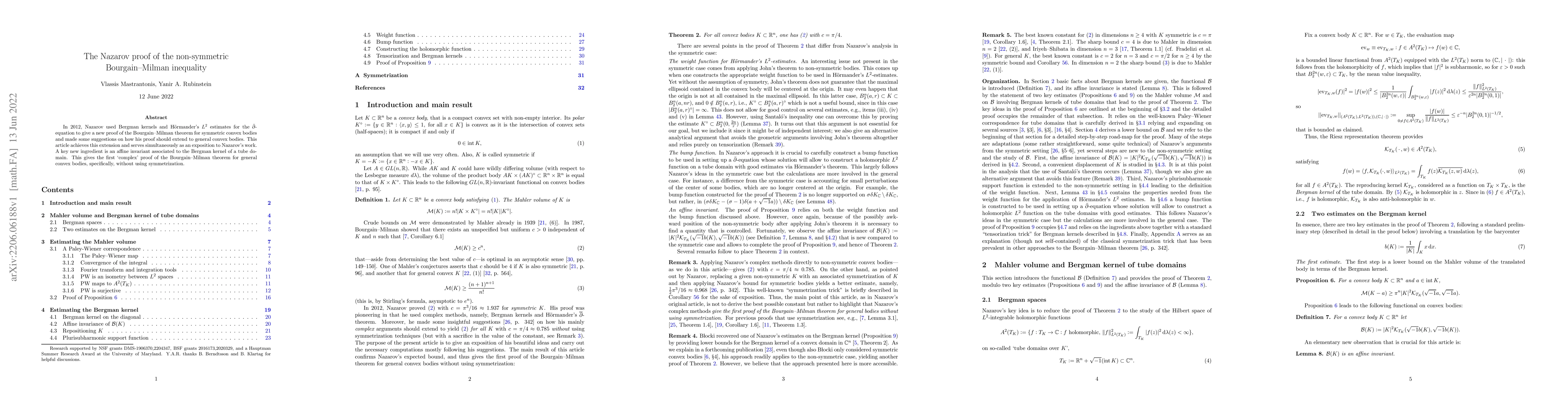 Thumbnail for The Nazarov proof of the non-symmetric Bourgain--Milman inequality