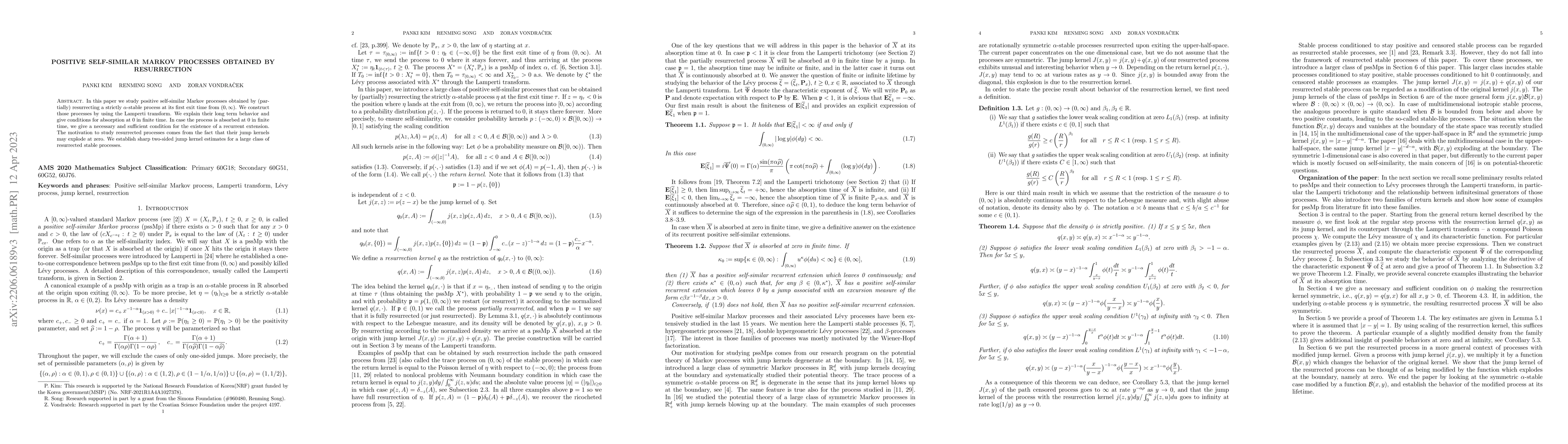 Thumbnail for Positive self-similar Markov processes obtained by resurrection