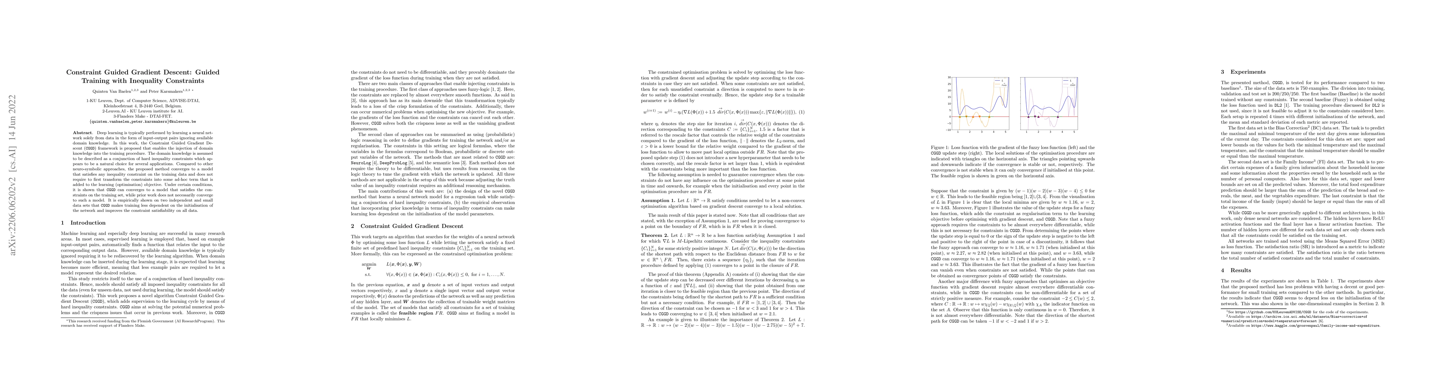 Thumbnail for Constraint Guided Gradient Descent: Guided Training with Inequality
  Constraints