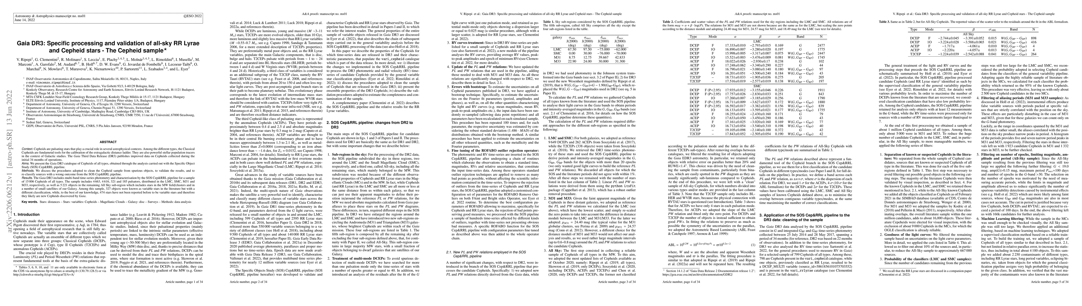Thumbnail for Gaia DR3: Specific processing and validation of all-sky RR Lyrae and
  Cepheid stars -- The Cepheid sample