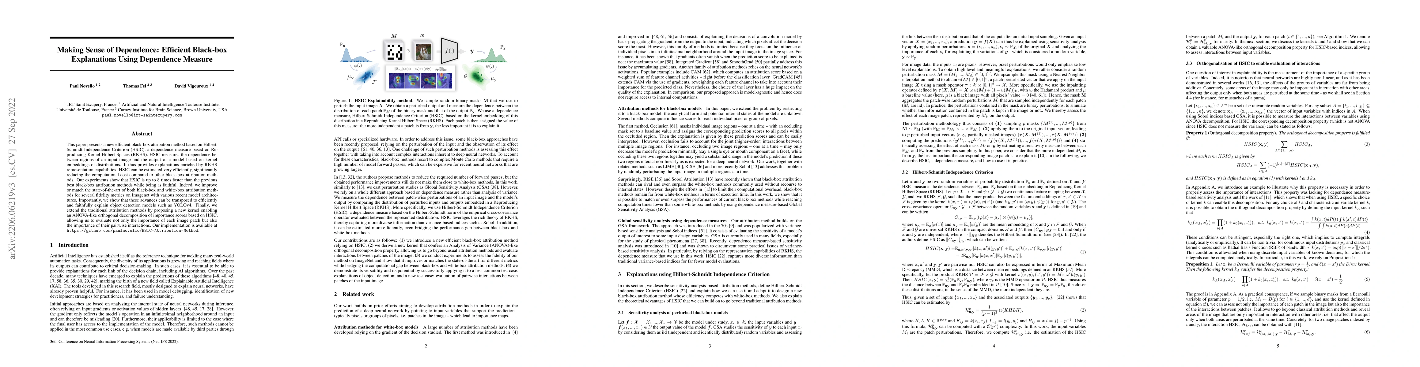 Thumbnail for Making Sense of Dependence: Efficient Black-box Explanations Using
  Dependence Measure