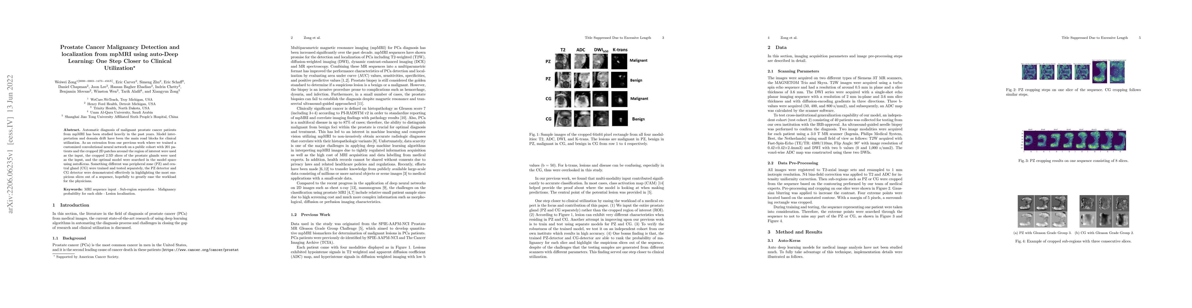 Thumbnail for Prostate Cancer Malignancy Detection and localization from mpMRI using
  auto-Deep Learning: One Step Closer to Clinical Utilization
