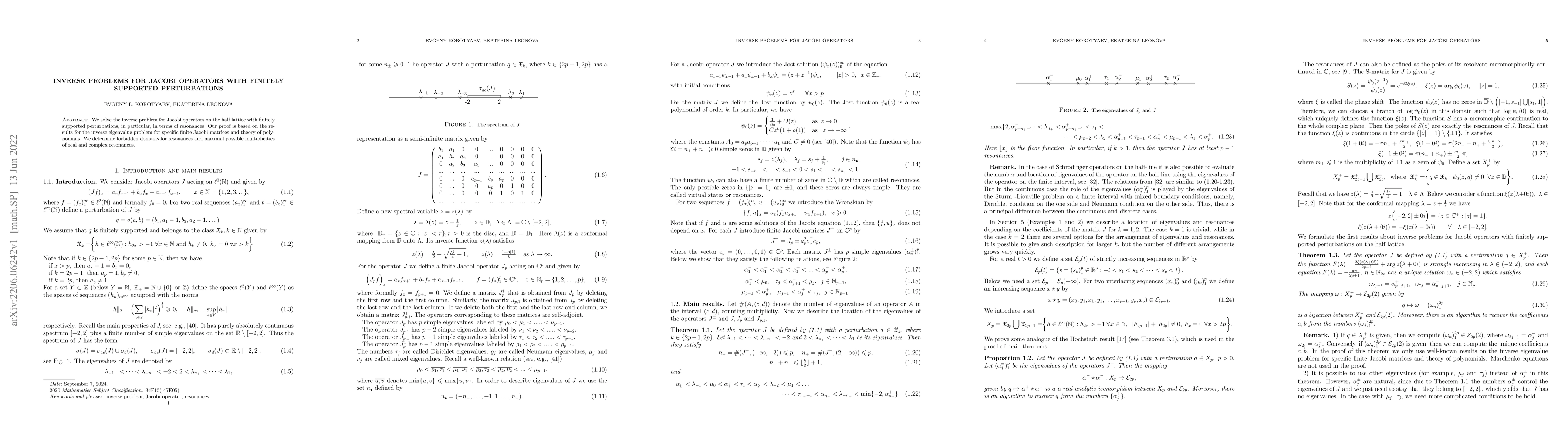 Thumbnail for Inverse problems for Jacobi operators with finitely supported
  perturbations