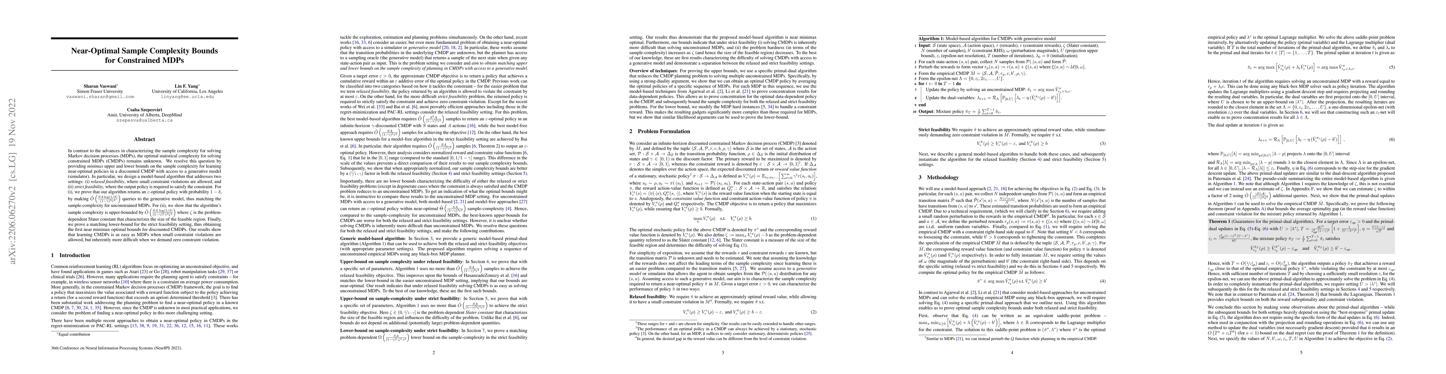 Thumbnail for Near-Optimal Sample Complexity Bounds for Constrained MDPs