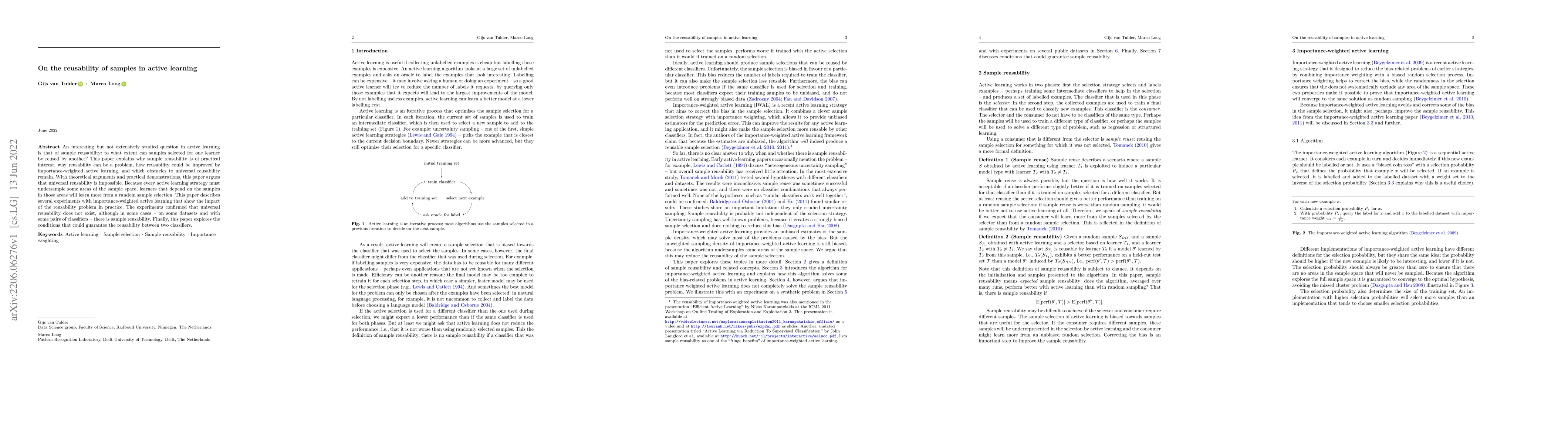 Thumbnail for On the reusability of samples in active learning