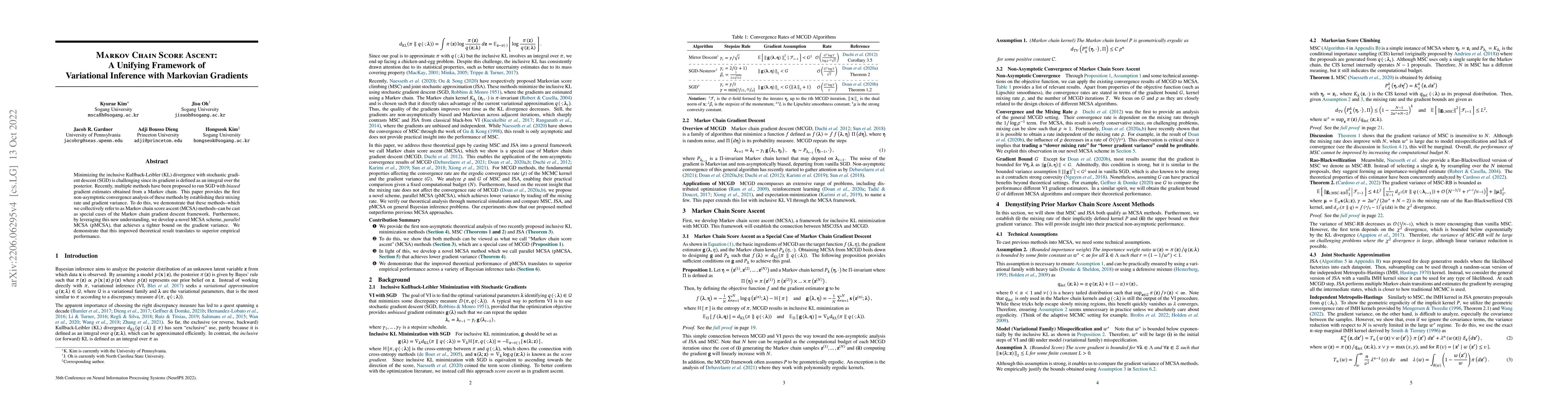 Thumbnail for Markov Chain Score Ascent: A Unifying Framework of Variational Inference
  with Markovian Gradients