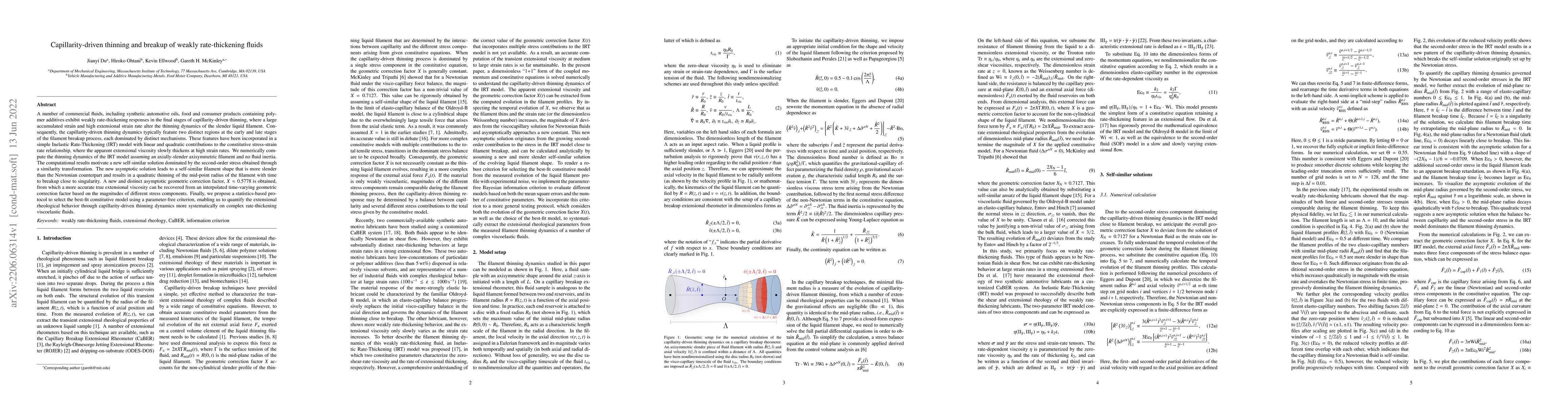 Thumbnail for Capillarity-driven thinning and breakup of weakly rate-thickening fluids