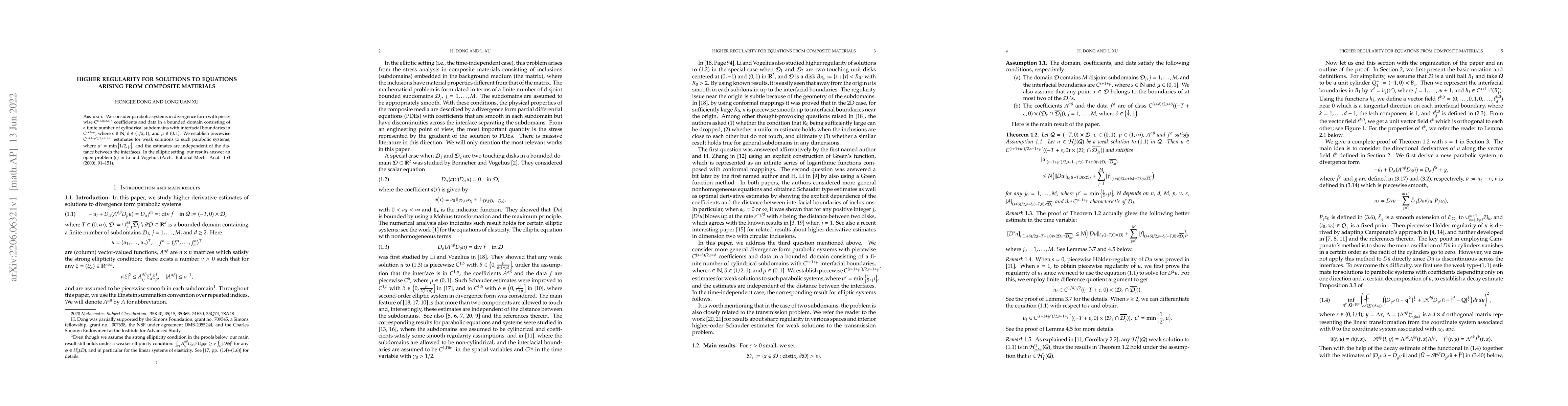 Thumbnail for Higher regularity for solutions to equations arising from composite
  materials