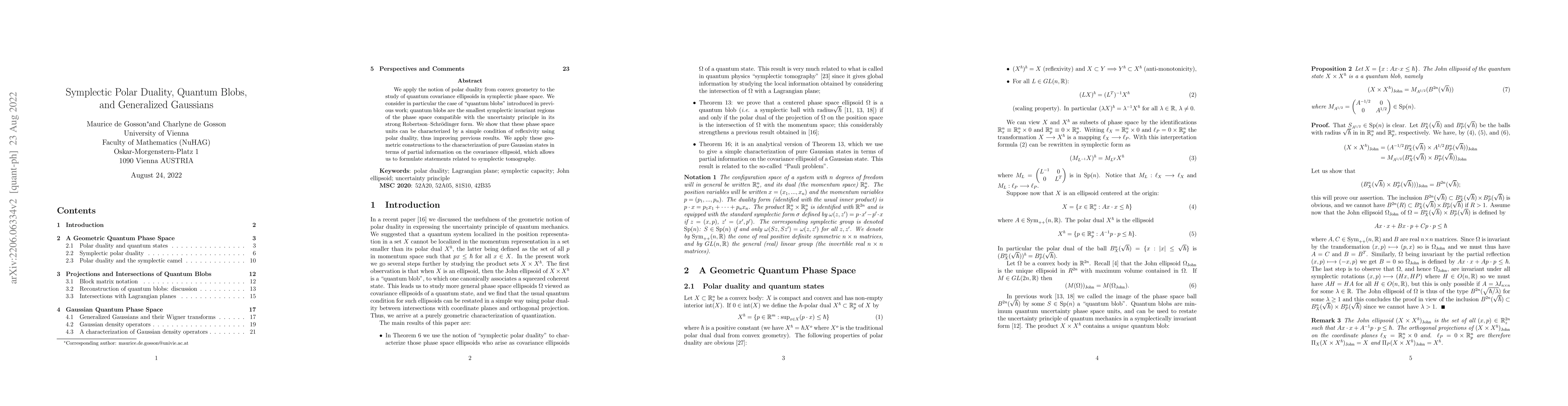 Thumbnail for Symplectic Polar Duality, Quantum Blobs, and Generalized Gaussians