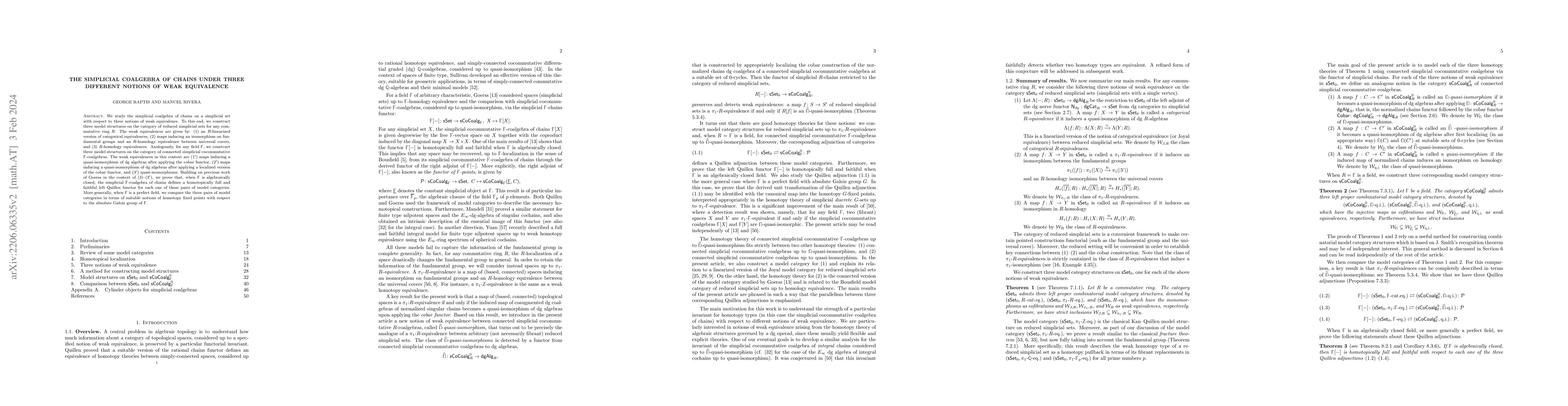 Thumbnail for The simplicial coalgebra of chains under three different notions of weak
  equivalence