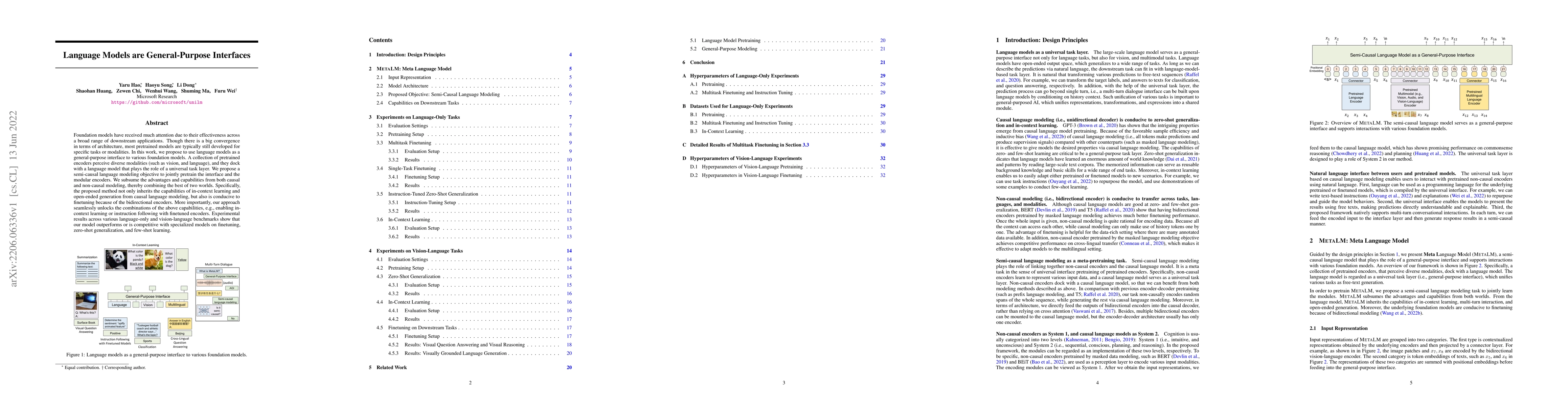 Thumbnail for Language Models are General-Purpose Interfaces