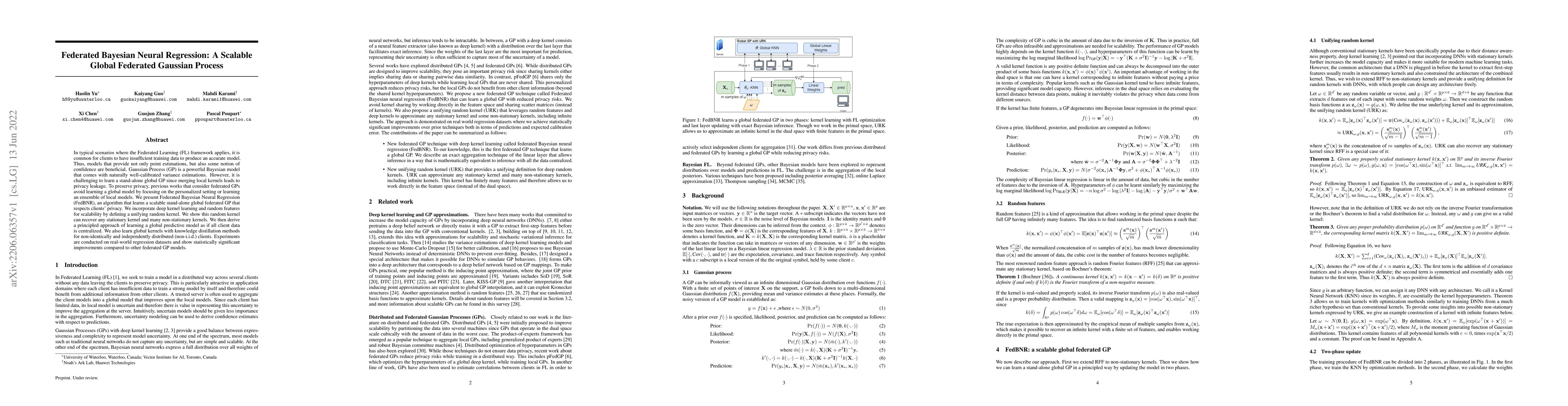 Thumbnail for Federated Bayesian Neural Regression: A Scalable Global Federated
  Gaussian Process