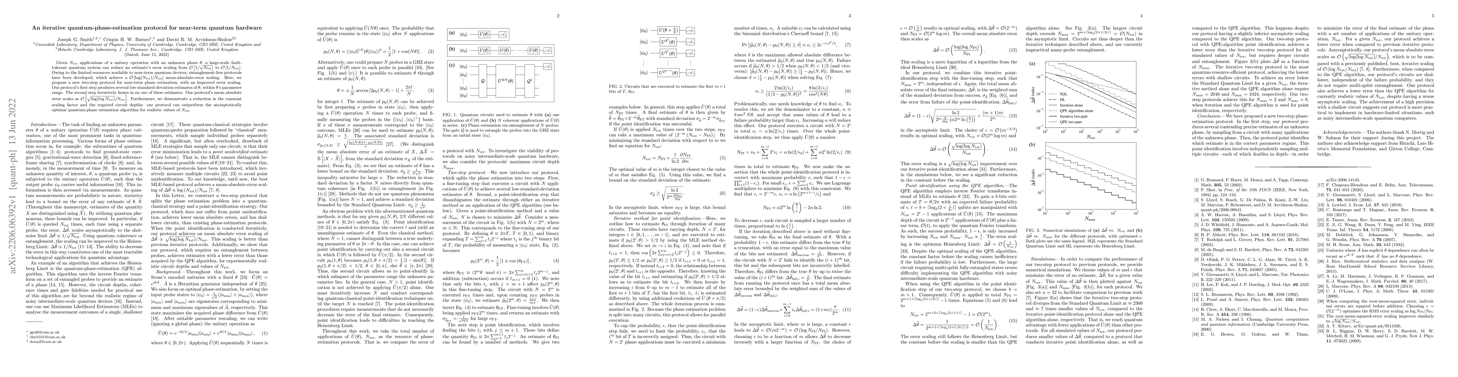 Thumbnail for An iterative quantum-phase-estimation protocol for near-term quantum
  hardware