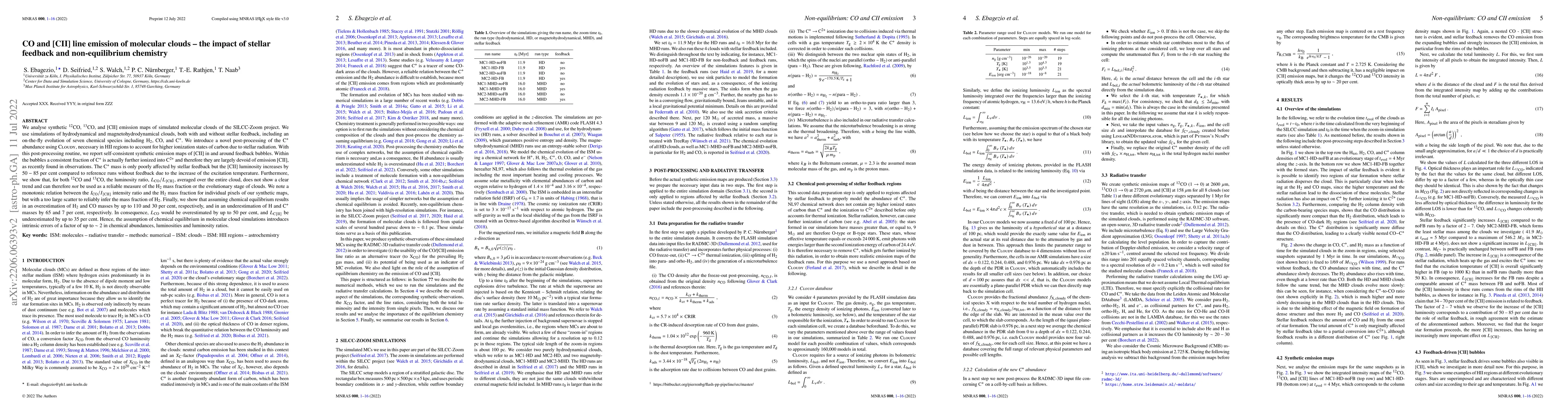 Thumbnail for CO and [CII] line emission of molecular clouds -- the impact of stellar
  feedback and non-equilibrium chemistry