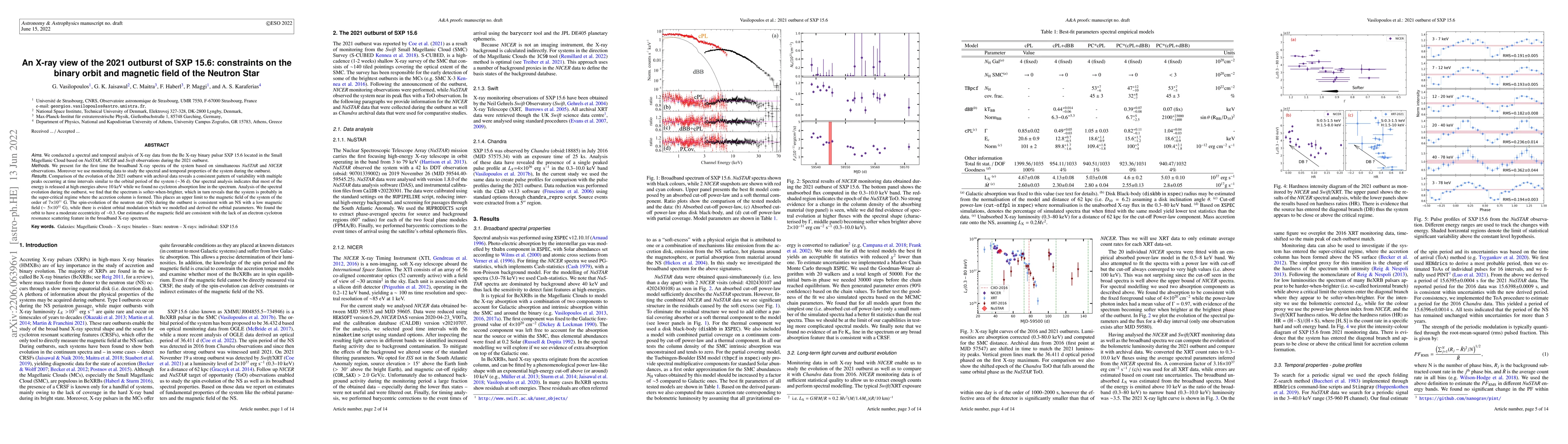 Thumbnail for An X-ray view of the 2021 outburst of SXP 15.6: constraints on the
  binary orbit and magnetic field of the Neutron Star