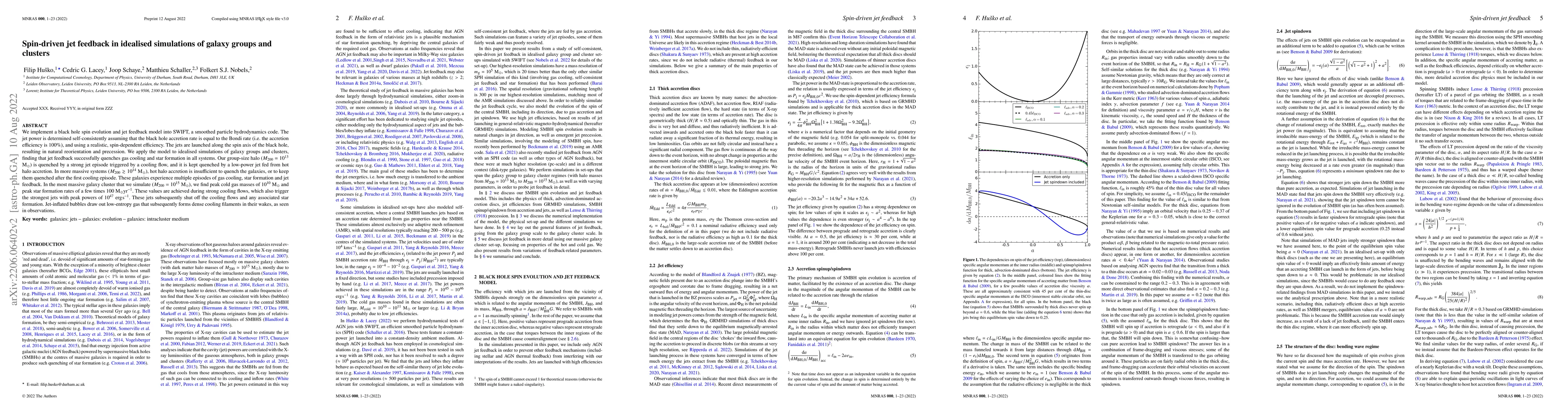 Thumbnail for Spin-driven jet feedback in idealised simulations of galaxy groups and
  clusters