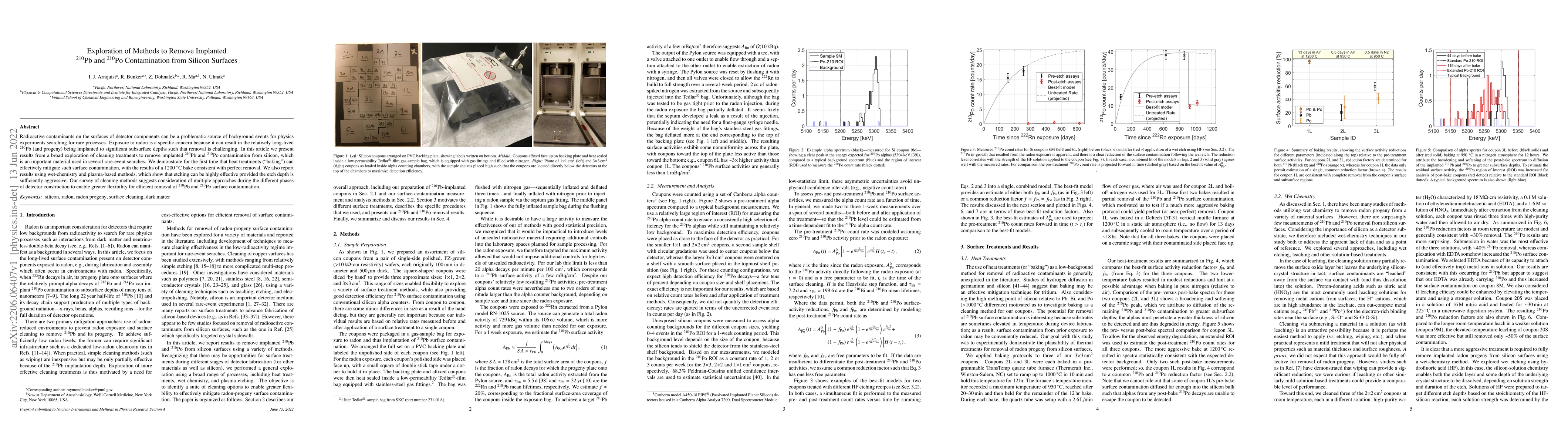 Thumbnail for Exploration of Methods to Remove Implanted $^{210}$Pb and $^{210}$Po
  Contamination from Silicon Surfaces