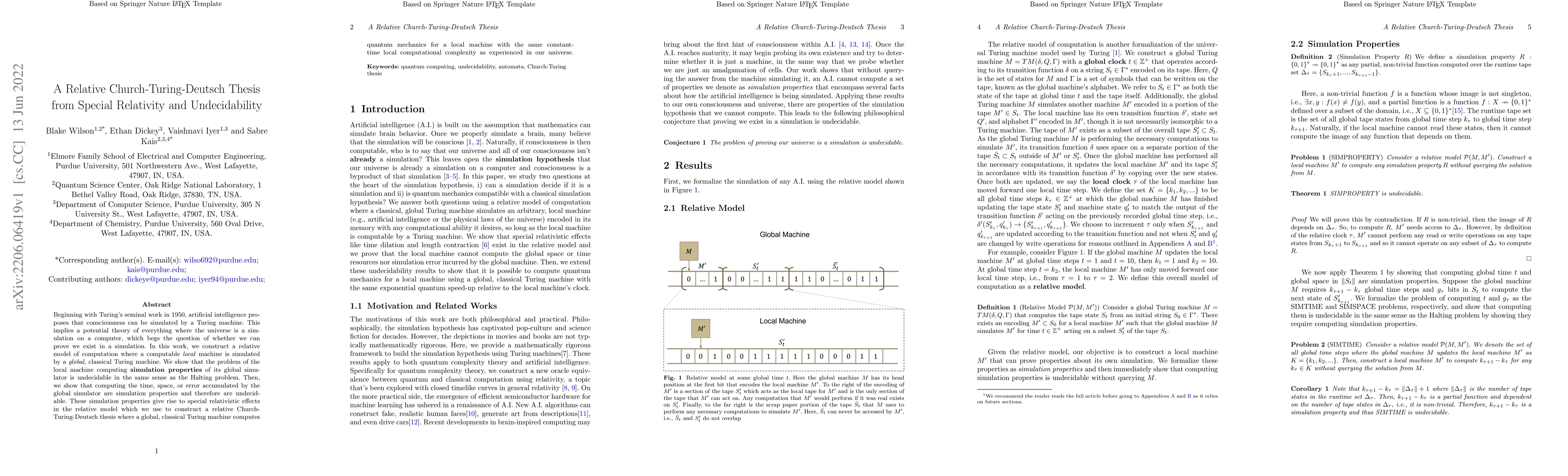 Thumbnail for A Relative Church-Turing-Deutsch Thesis from Special Relativity and
  Undecidability
