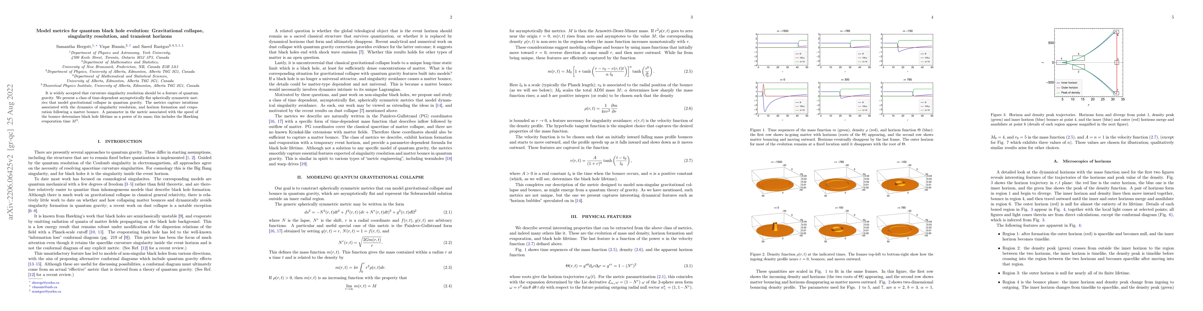 Thumbnail for Model metrics for quantum black hole evolution: Gravitational collapse,
  singularity resolution, and transient horizons