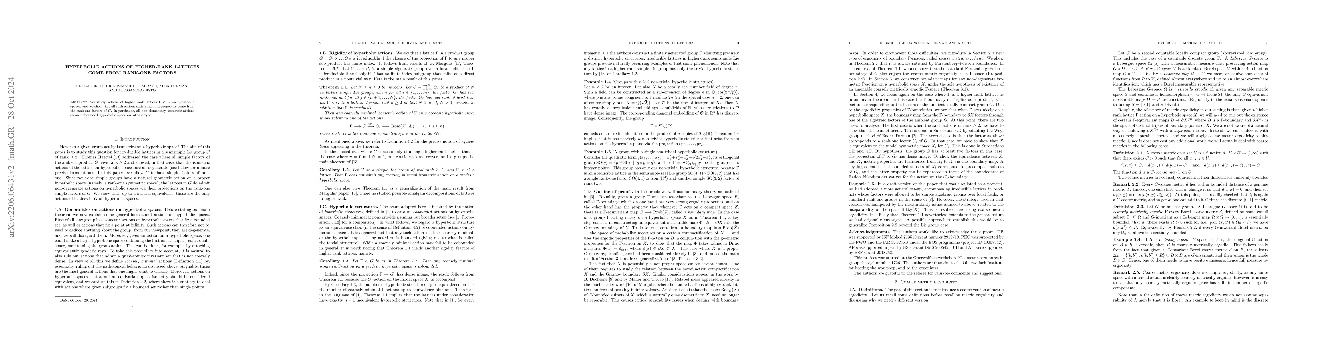 Thumbnail for Hyperbolic actions of higher-rank lattices come from rank-one factors