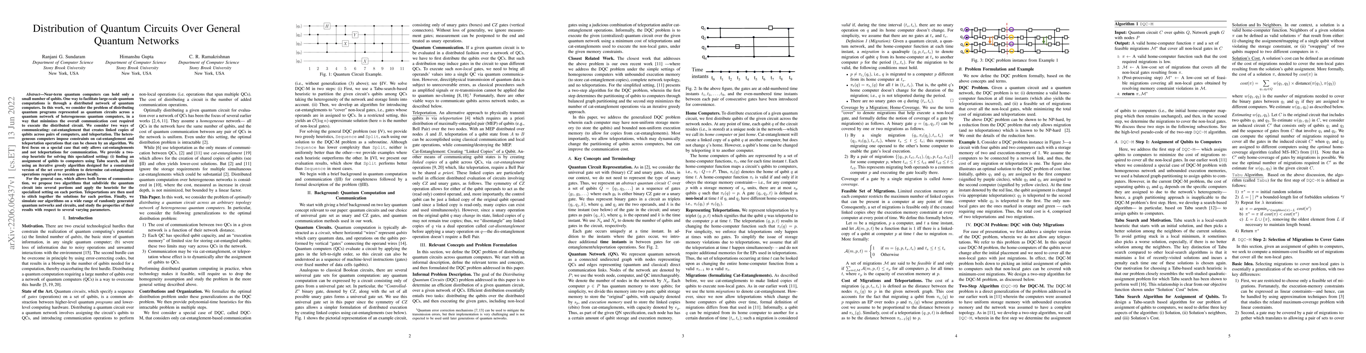 Thumbnail for Distribution of Quantum Circuits Over General Quantum Networks