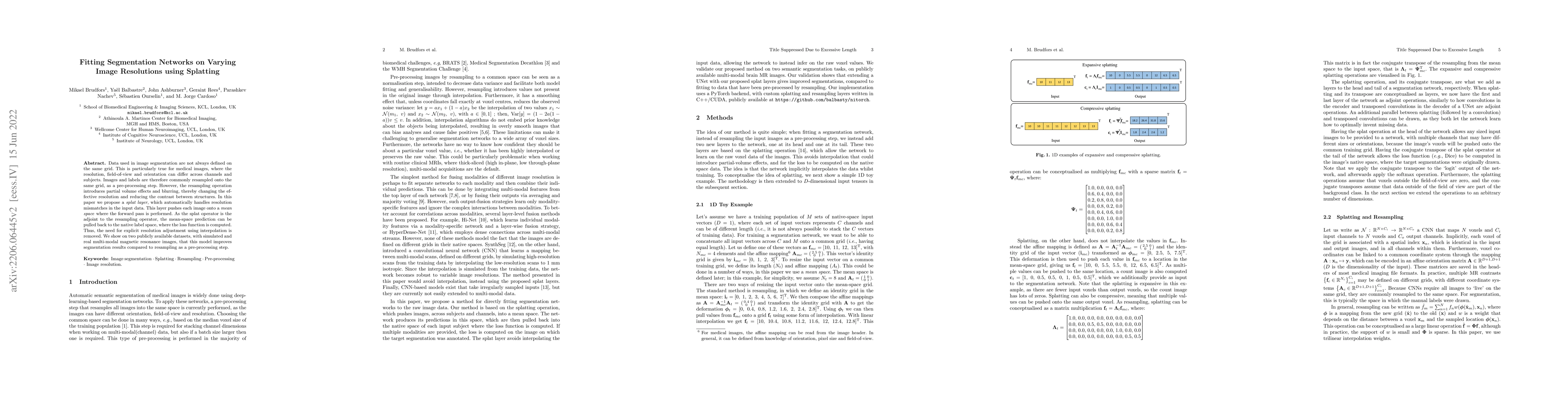 Thumbnail for Fitting Segmentation Networks on Varying Image Resolutions using
  Splatting