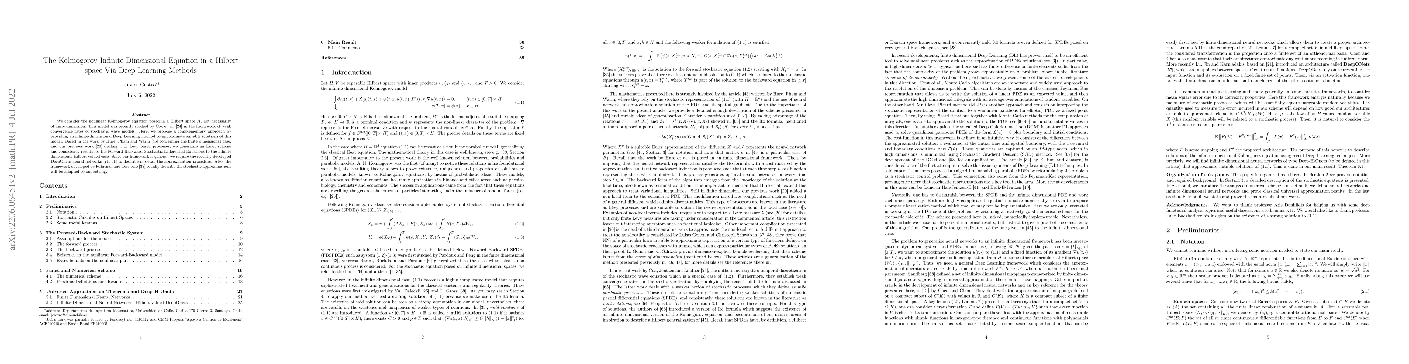 Thumbnail for The Kolmogorov Infinite Dimensional Equation in a Hilbert space Via Deep
  Learning Methods