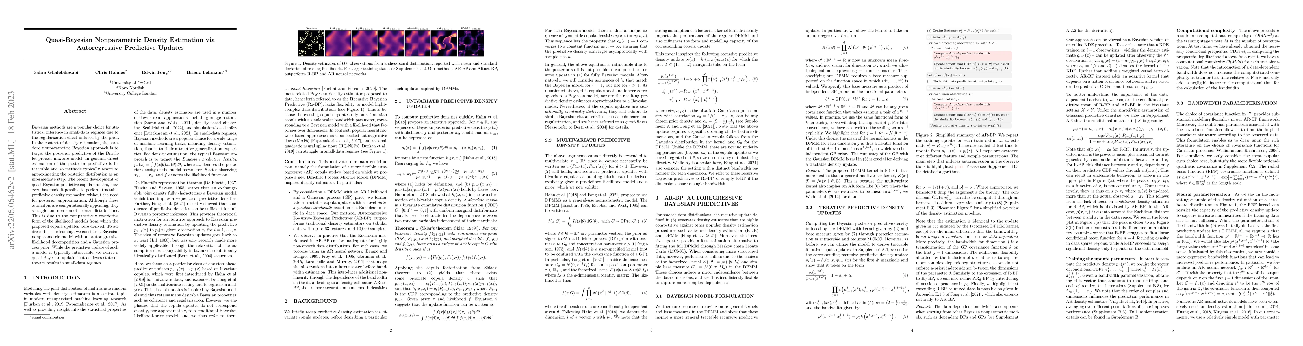 Thumbnail for Quasi-Bayesian Nonparametric Density Estimation via Autoregressive
  Predictive Updates