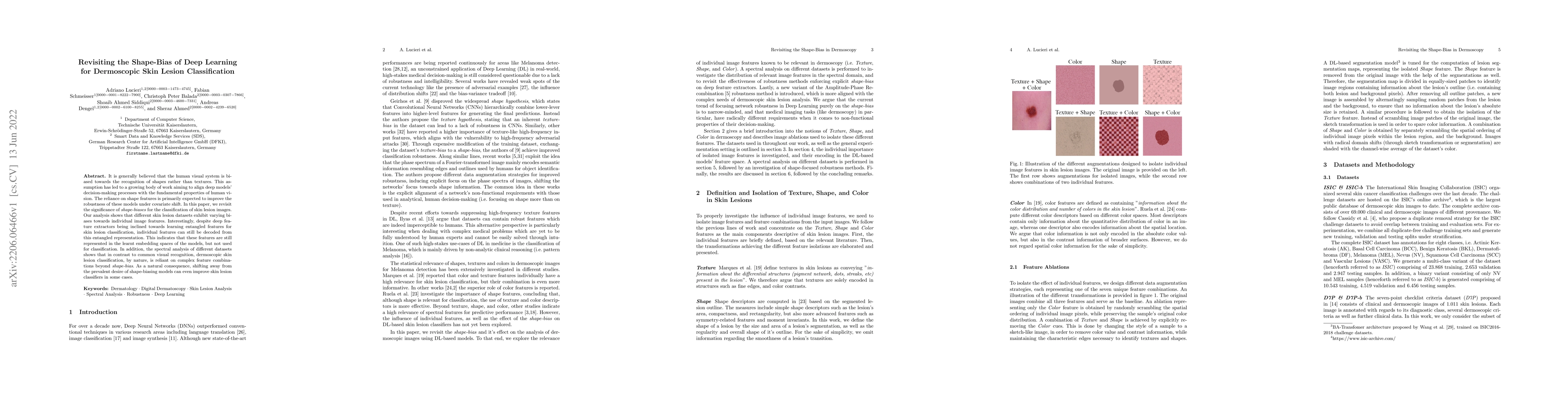 Thumbnail for Revisiting the Shape-Bias of Deep Learning for Dermoscopic Skin Lesion
  Classification