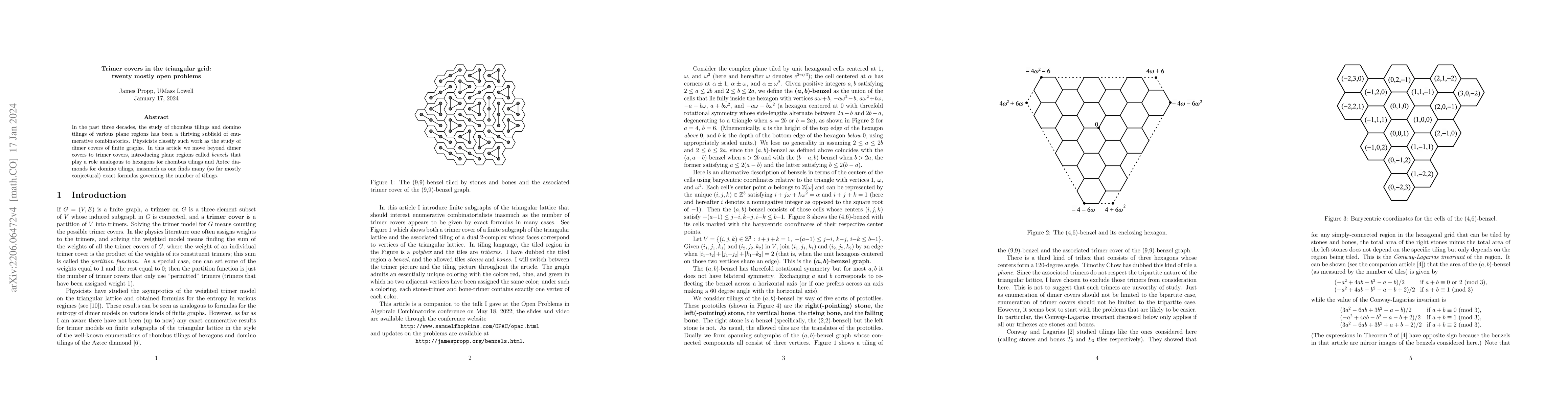 Thumbnail for Trimer covers in the triangular grid: twenty mostly open problems