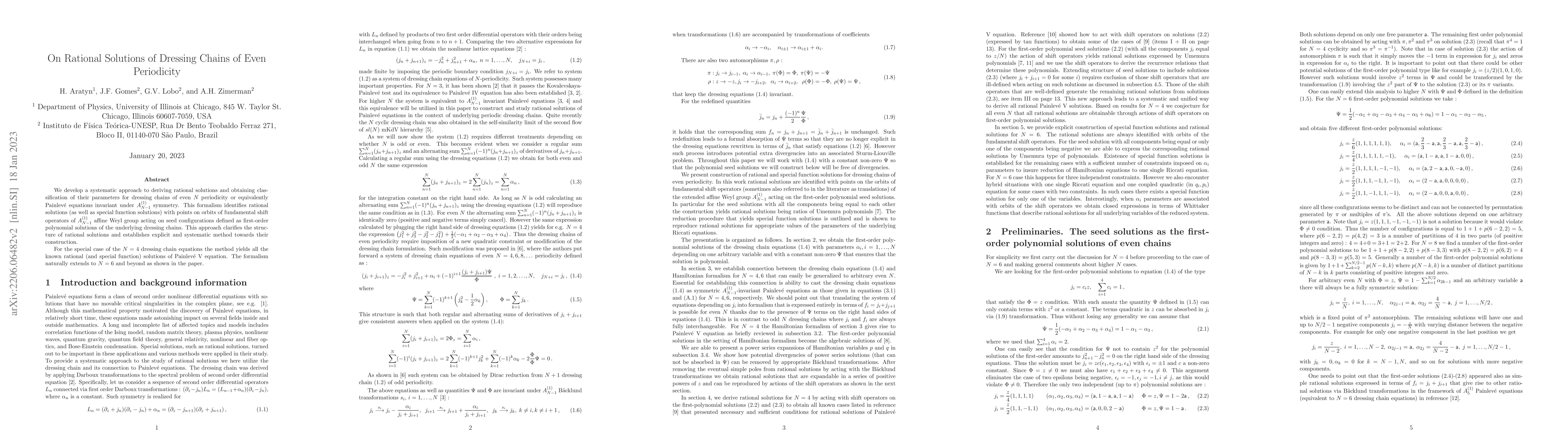 Thumbnail for On Rational Solutions of Dressing Chains of Even Periodicity