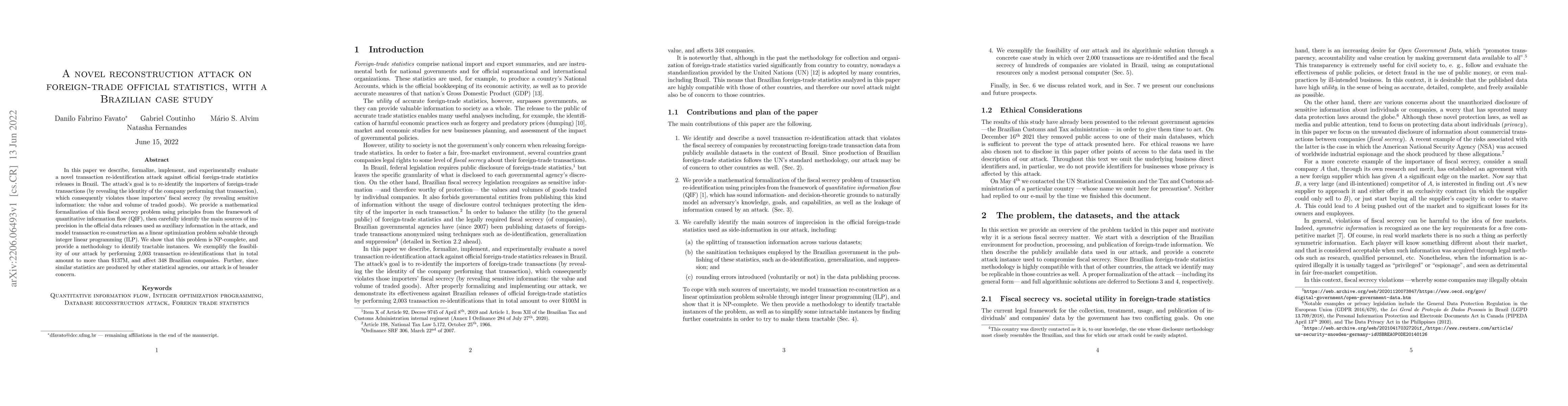 Thumbnail for A novel reconstruction attack on foreign-trade official statistics, with
  a Brazilian case study
