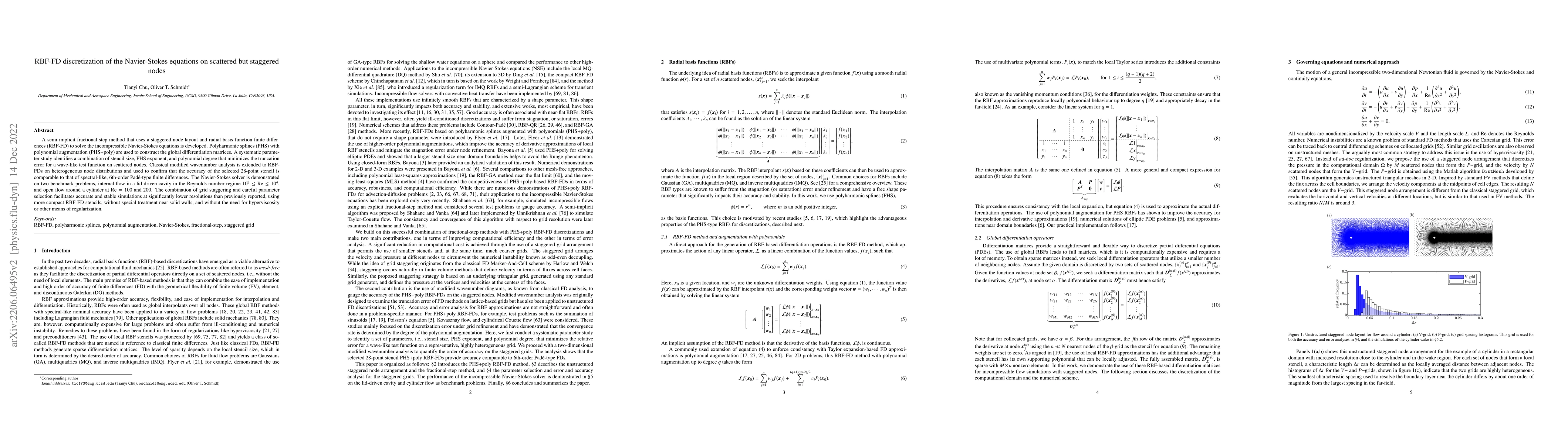 Thumbnail for RBF-FD discretization of the Navier-Stokes equations on scattered but
  staggered nodes