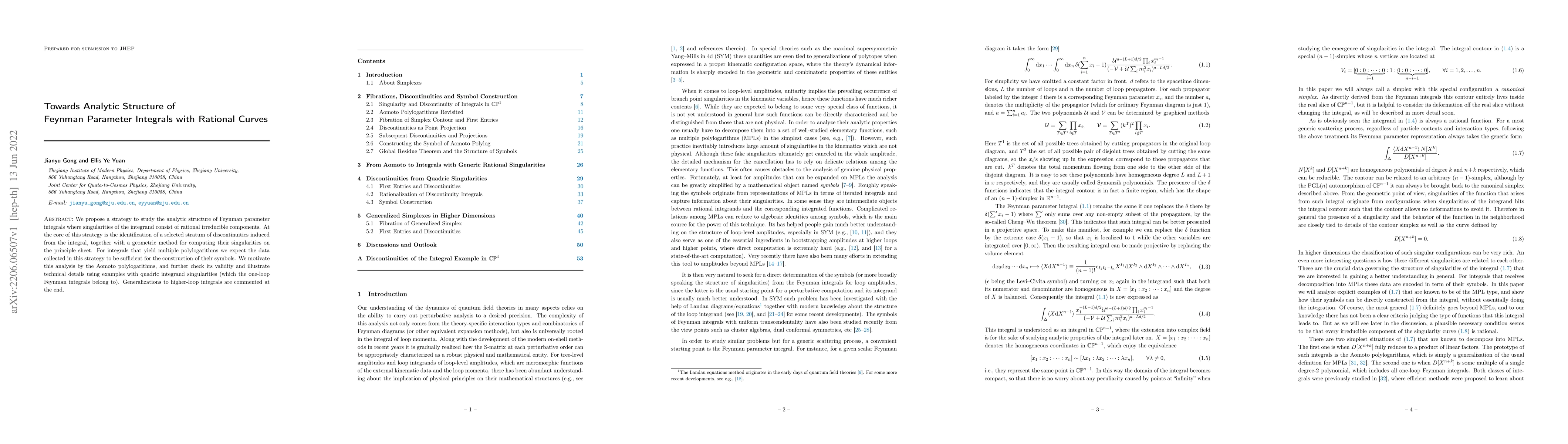 Thumbnail for Towards Analytic Structure of Feynman Parameter Integrals with Rational
  Curves