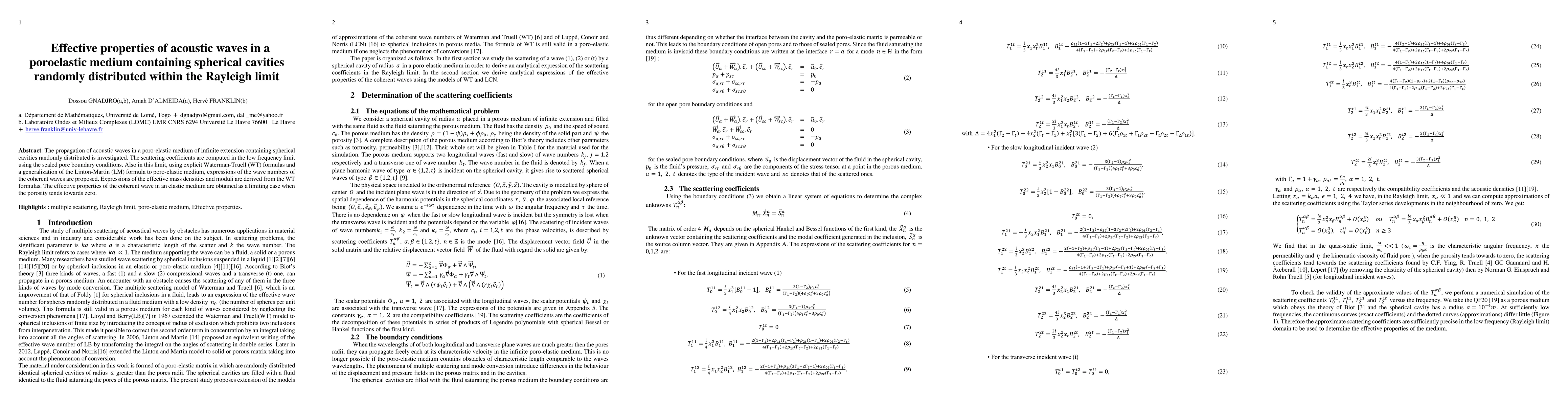 Thumbnail for Effective properties of acoustic waves in a poroelastic medium
  containing spherical cavities randomly distributed within the Rayleigh limit