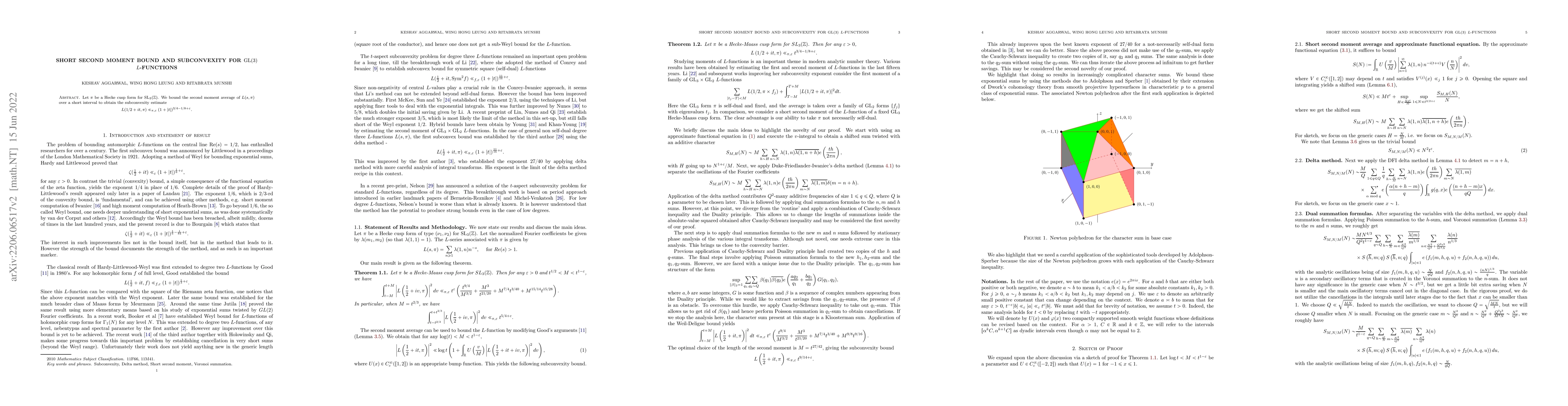 Thumbnail for Short second moment bound and Subconvexity for GL(3) $L$-functions