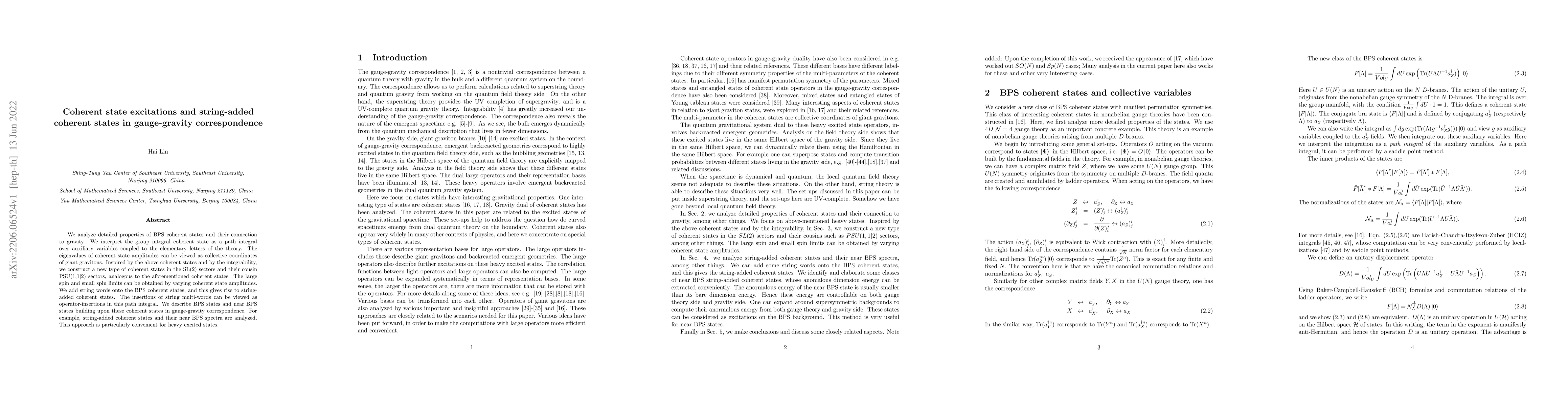 Thumbnail for Coherent state excitations and string-added coherent states in
  gauge-gravity correspondence