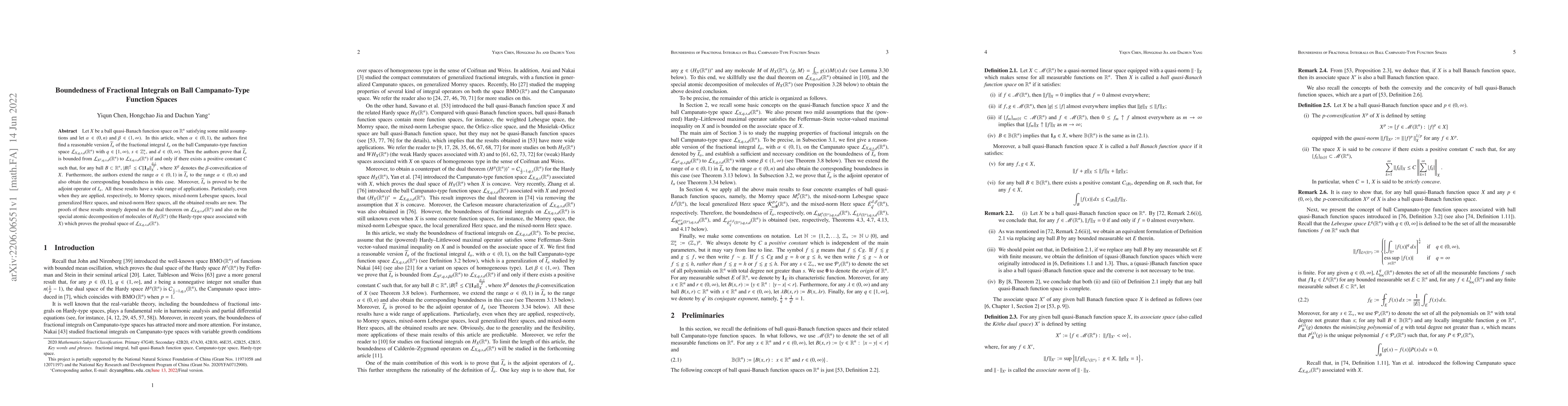 Thumbnail for Boundedness of Fractional Integrals on Ball Campanato-Type Function
  Spaces
