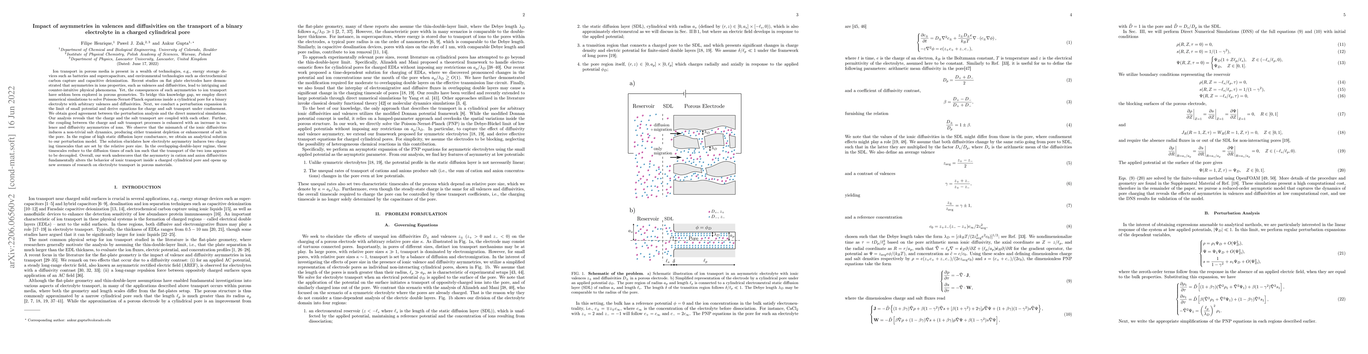 Thumbnail for Impact of Asymmetries in Valences and Diffusivities on the Transport of
  a Binary Electrolyte in a Charged Cylindrical Pore