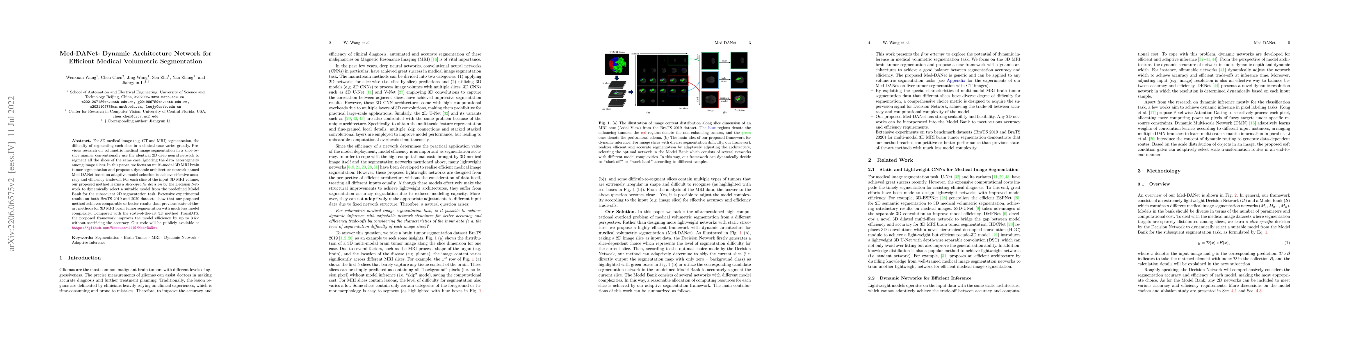 Thumbnail for Med-DANet: Dynamic Architecture Network for Efficient Medical Volumetric
  Segmentation