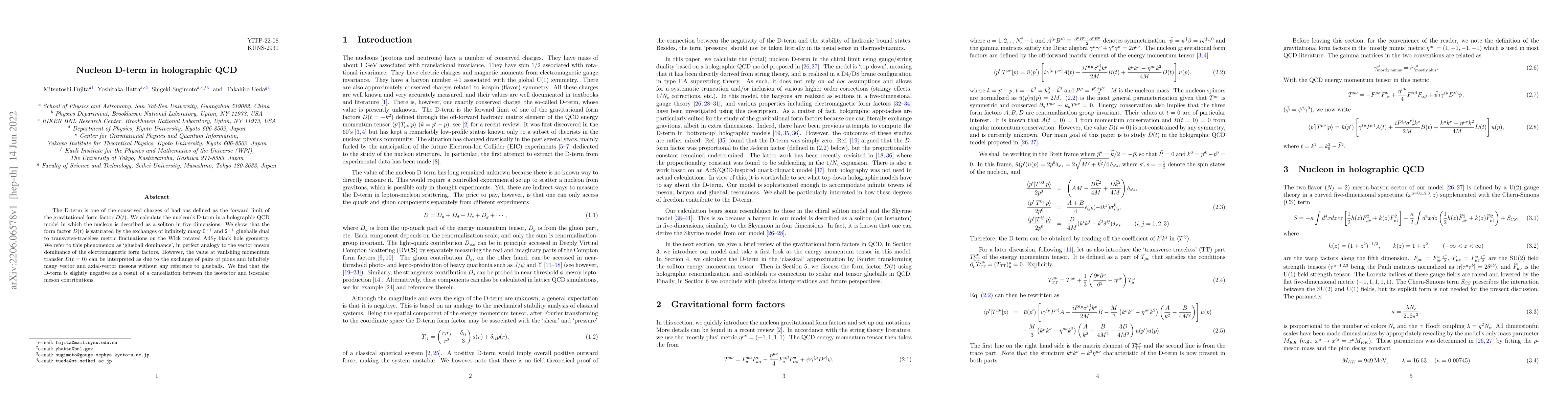 Thumbnail for Nucleon D-term in holographic QCD