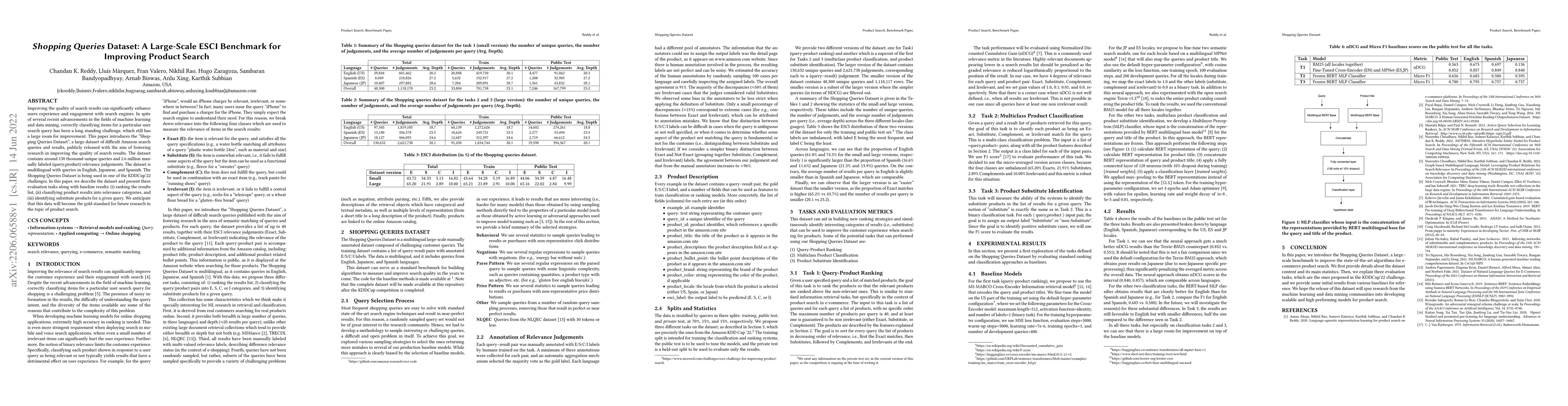 Thumbnail for Shopping Queries Dataset: A Large-Scale ESCI Benchmark for Improving
  Product Search