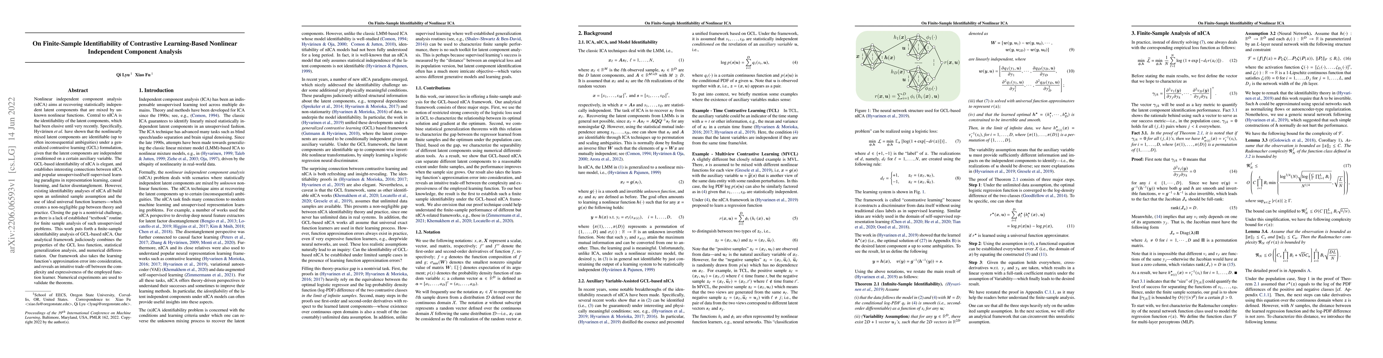Thumbnail for On Finite-Sample Identifiability of Contrastive Learning-Based Nonlinear
  Independent Component Analysis