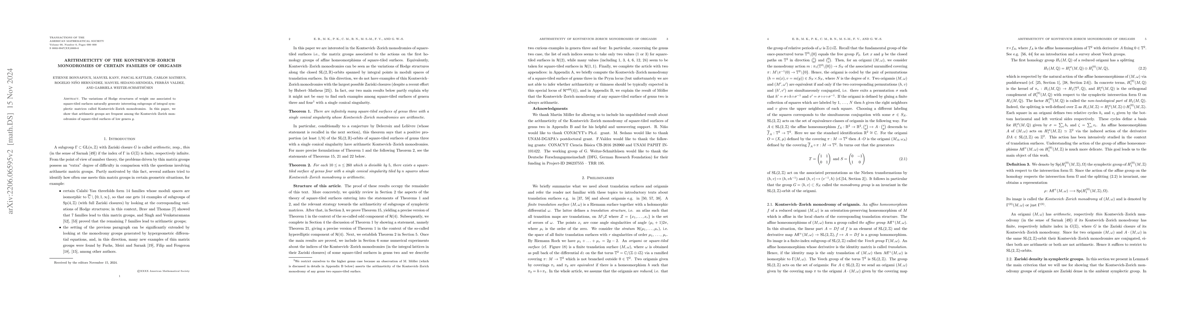 Thumbnail for Arithmeticity of the Kontsevich--Zorich monodromies of certain families
  of square-tiled surfaces