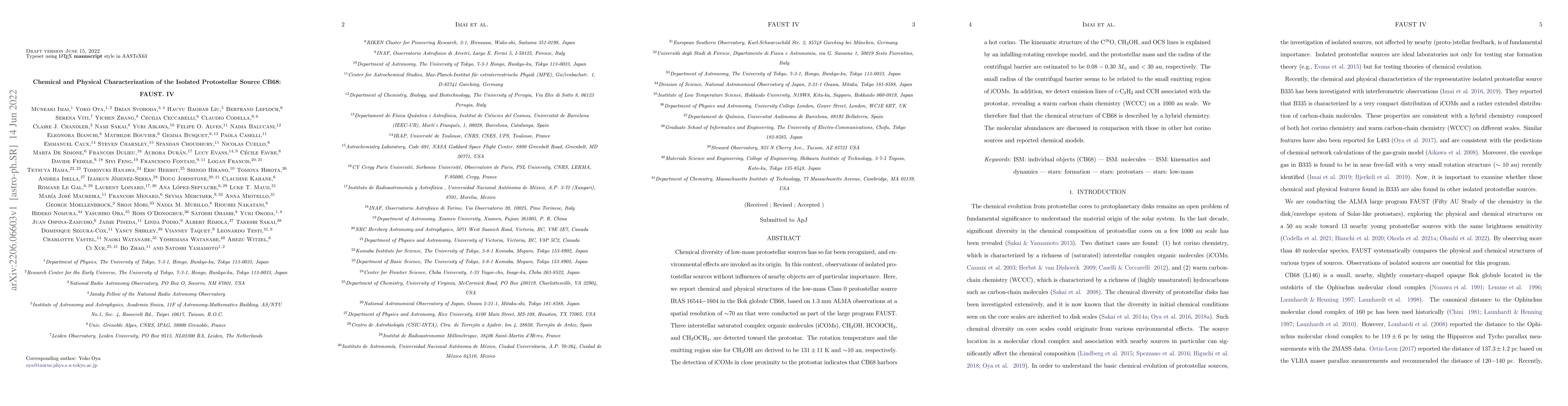 Thumbnail for Chemical and Physical Characterization of the Isolated Protostellar
  Source CB68: FAUST. IV