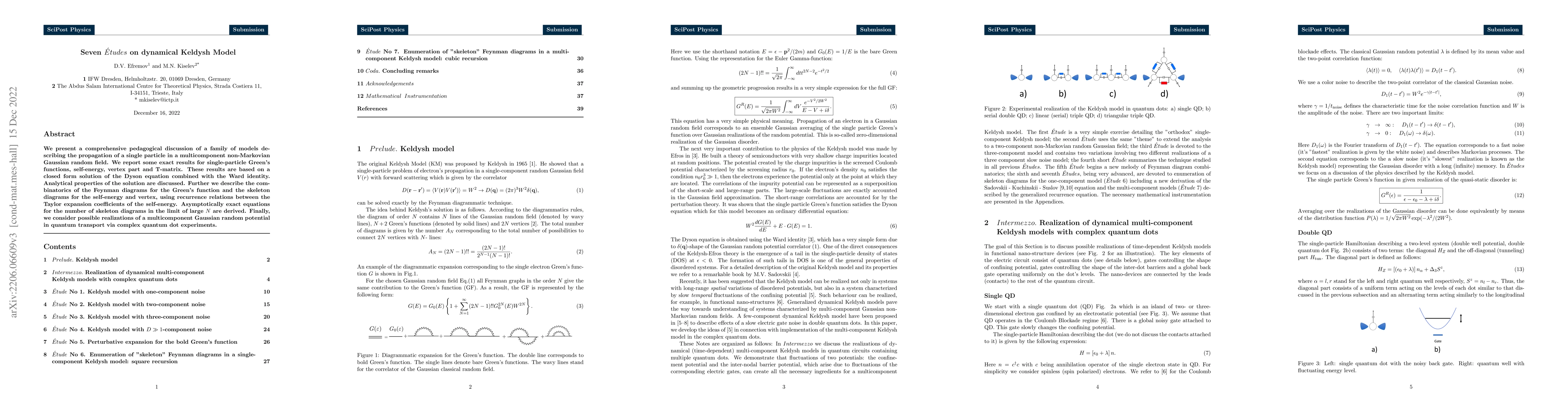 Thumbnail for Seven Etudes on dynamical Keldysh Model