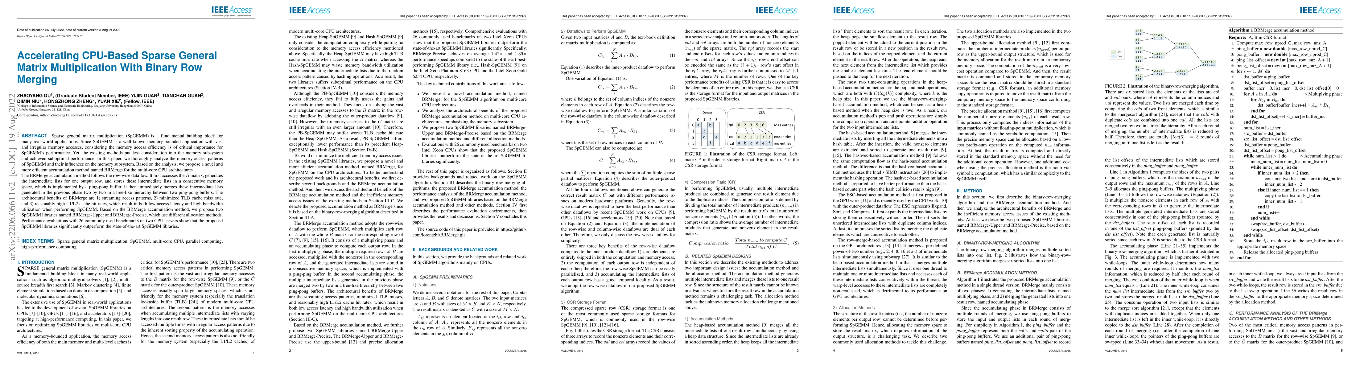 Thumbnail for Accelerating CPU-Based Sparse General Matrix Multiplication With Binary
  Row Merging