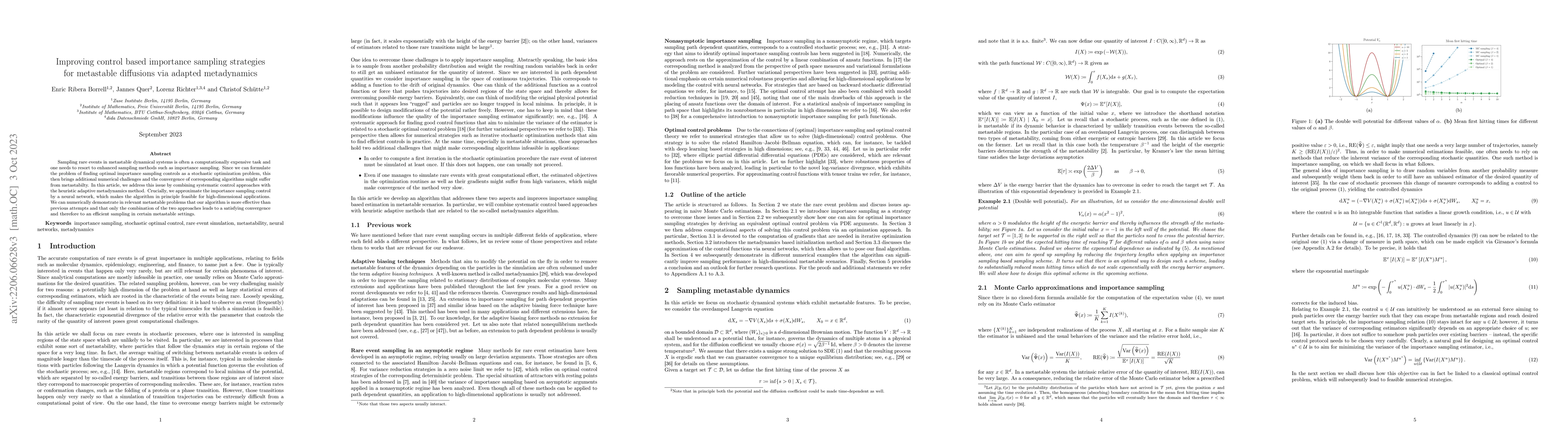 Thumbnail for Improving control based importance sampling strategies for metastable
  diffusions via adapted metadynamics
