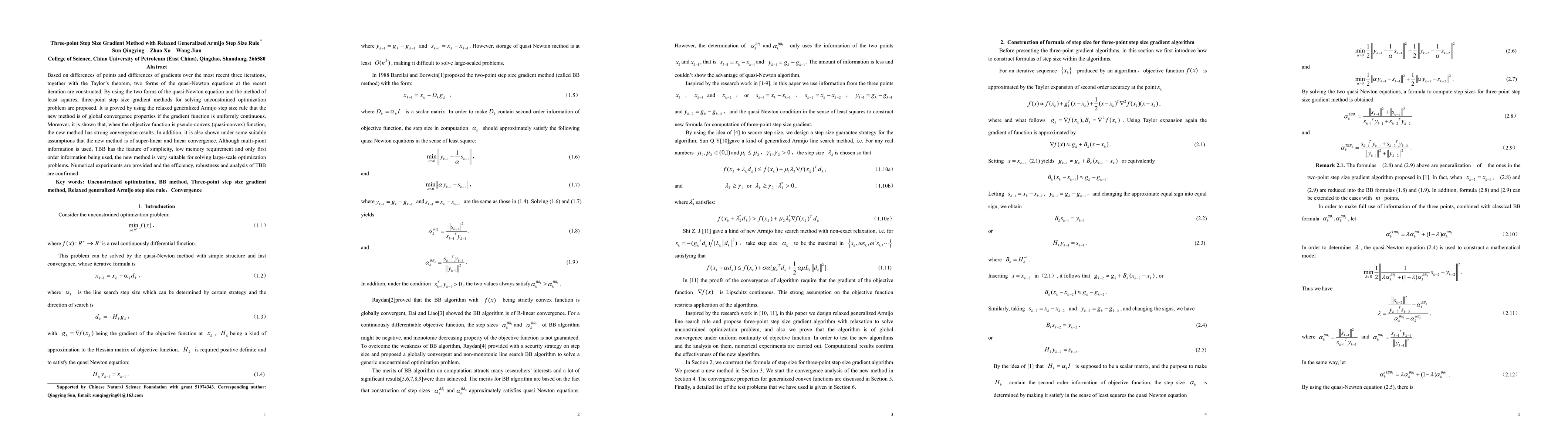Thumbnail for Three-point Step Size Gradient Method with Relaxed Generalized Armijo
  Step Size Rule