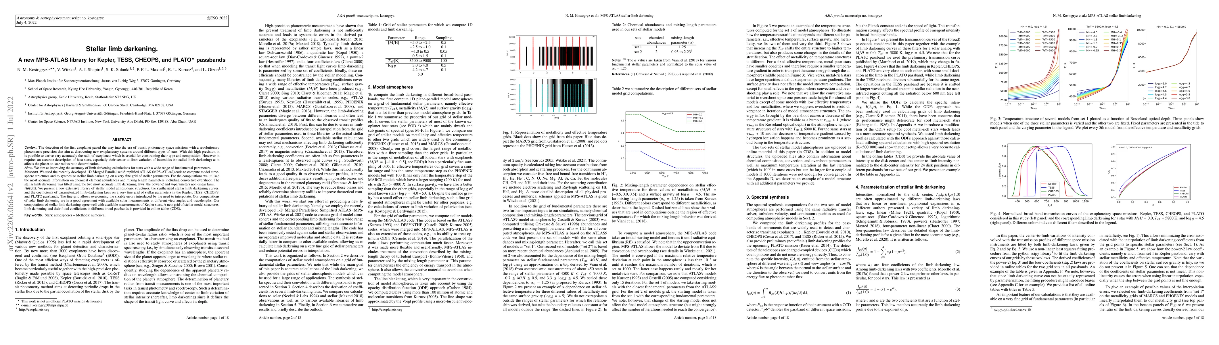 Thumbnail for Stellar limb darkening. A new MPS-ATLAS library for Kepler, TESS,
  CHEOPS, and PLATO passbands